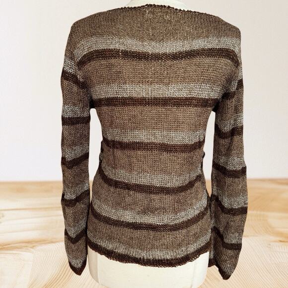 Double U Design Israel Cardigan Sweater Sz L Art to Wear Unique Buttons Silky - Picture 3 of 12